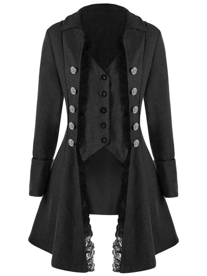 Women's Medieval Solid Color Long Sleeve Three Coats