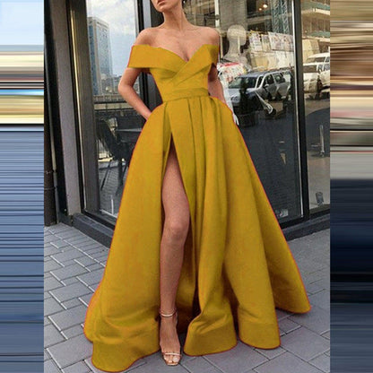 Women's Classy Dress Summer Deep Satin Wedding Dresses