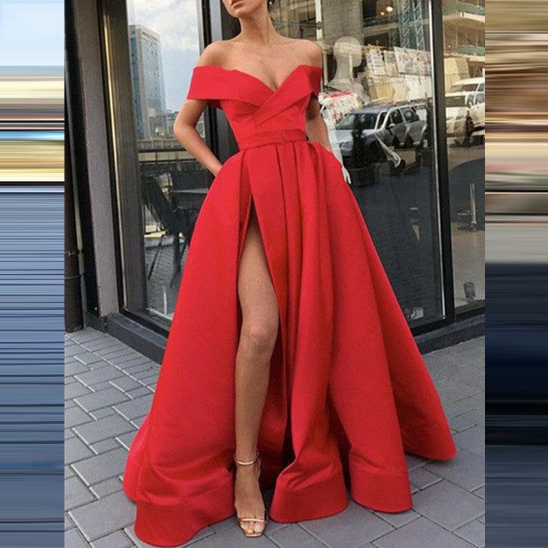 Women's Classy Dress Summer Deep Satin Wedding Dresses