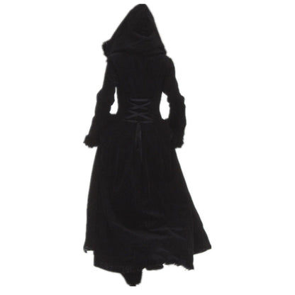 Women's Fur Collar Hood Single-breasted Large Swing Coats