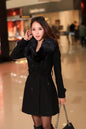 Women's Woolen Korean Double-breasted Mid-length Fur Collar Coats