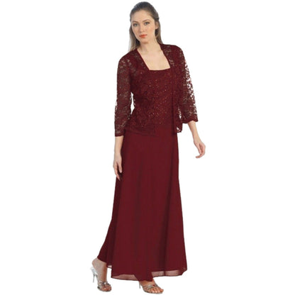 Women's Fashion Two-piece Lace Chiffon Dress Large Blouses