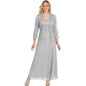 Women's Fashion Two-piece Lace Chiffon Dress Large Blouses