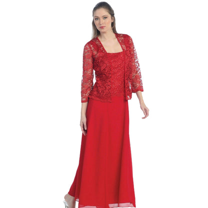 Women's Fashion Two-piece Lace Chiffon Dress Large Blouses
