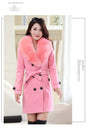 Women's Large Woolen Double-breasted Fur Collar Coats