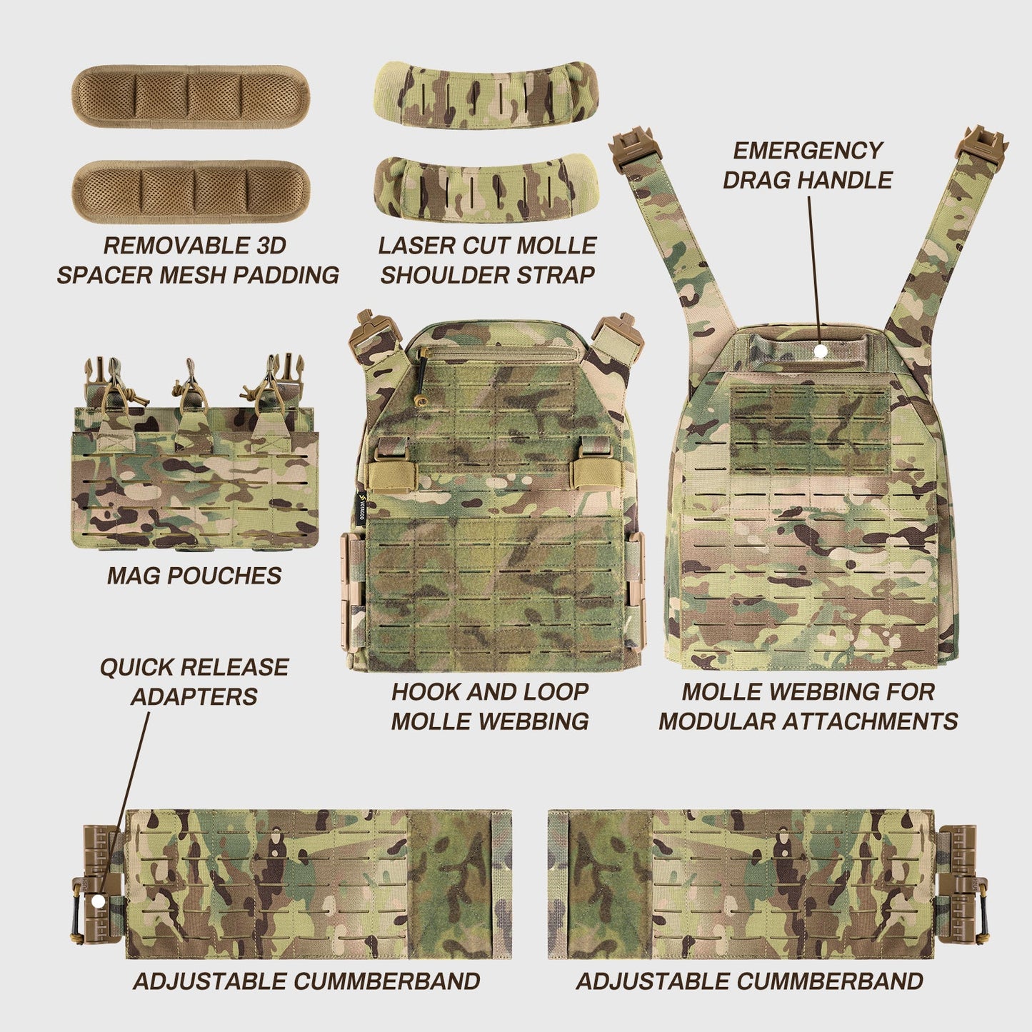 Votagoo 1000D Nylon Military Vest Quick Release Y014 Tactical Vest