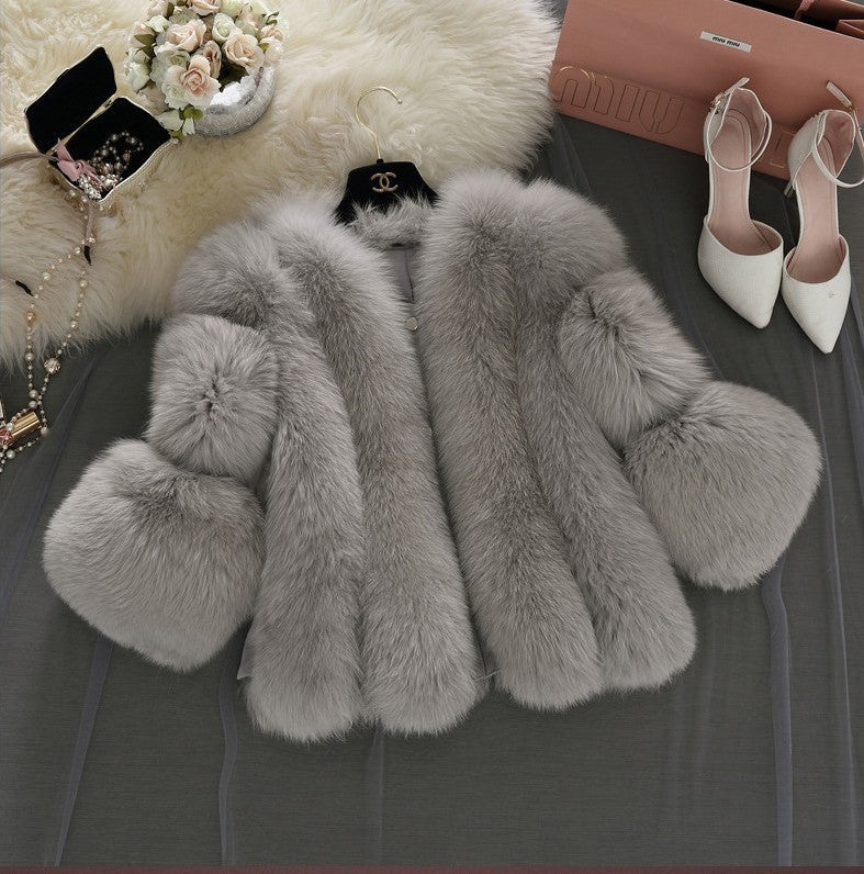 Women's Imitation Fur Fox Stitching Artificial Coats
