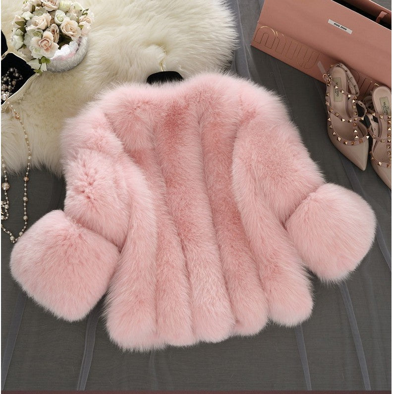 Women's Imitation Fur Fox Stitching Artificial Coats
