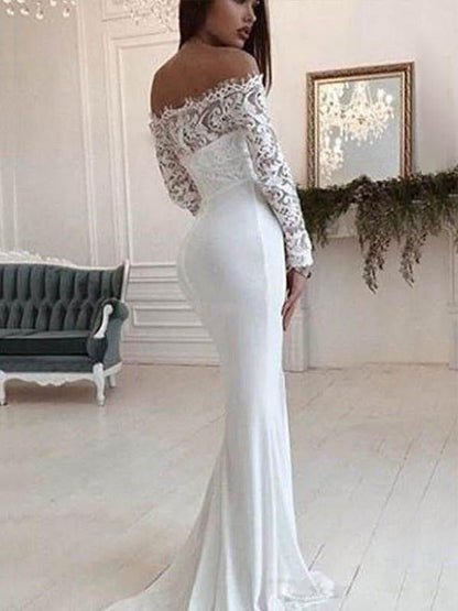 Women's Autumn Fashion Lace Long Sleeve Dress Wedding Dresses