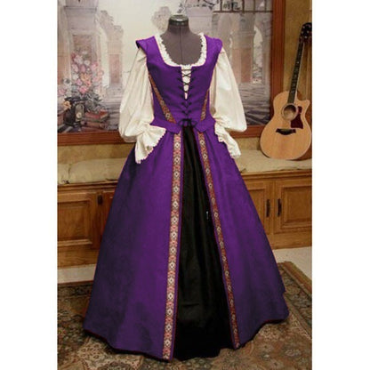Renaissance Style Cinched Large Swing Two-piece Dresses