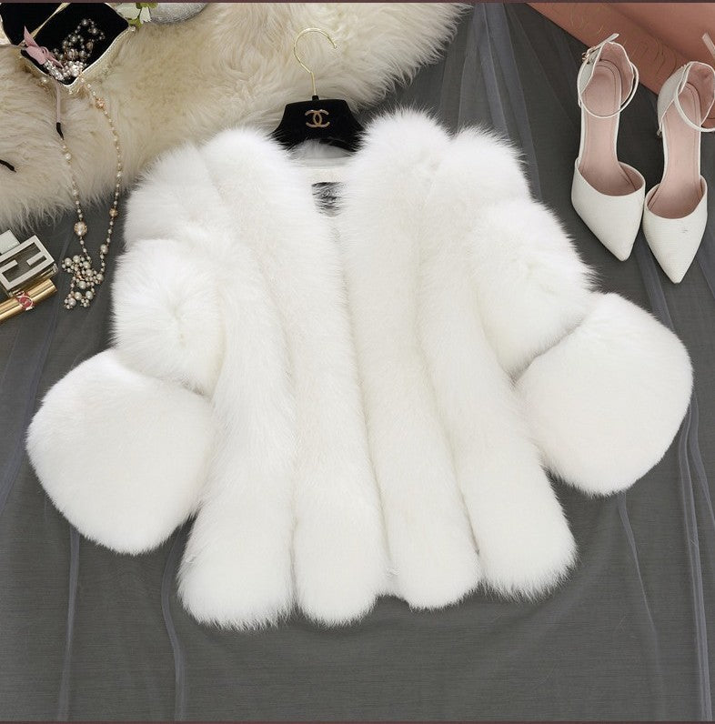 Women's Imitation Fur Fox Stitching Artificial Coats