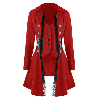 Women's Solid Color Long Sleeve Three Breasted Coats