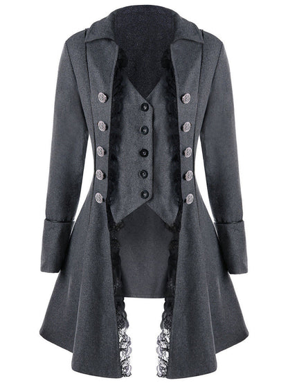 Women's Solid Color Long Sleeve Three Breasted Coats