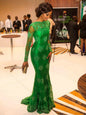 Women's Durable Long-sleeved Lace Dress Mopping Wedding Dresses