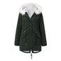 Women's Fur Collar Parka Mid-length Hooded Winter Warm Veet Woman Coats
