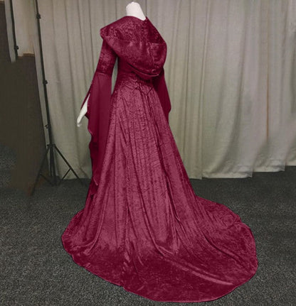 Women's Simple Medieval Retro Style Elegant Solid Color Long Dresses