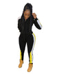 Women's Color Block Stitching Casual Hooded Zipper Suits