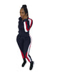 Women's Color Block Stitching Casual Hooded Zipper Suits