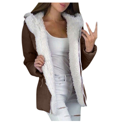 Comfortable Classy Attractive Four-color Fleece Hooded Cardigans