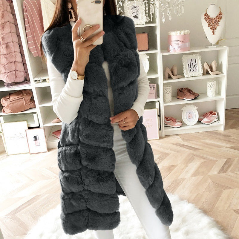 Imitation Fur Artificial Wool Long Plush Warm Coats