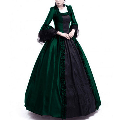 Stitching Large Bell Sleeve Medieval Dress Dresses