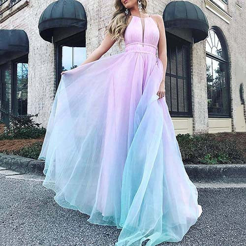 Women's Printed Sexy Dress Gradient Color Sleeveless Dresses