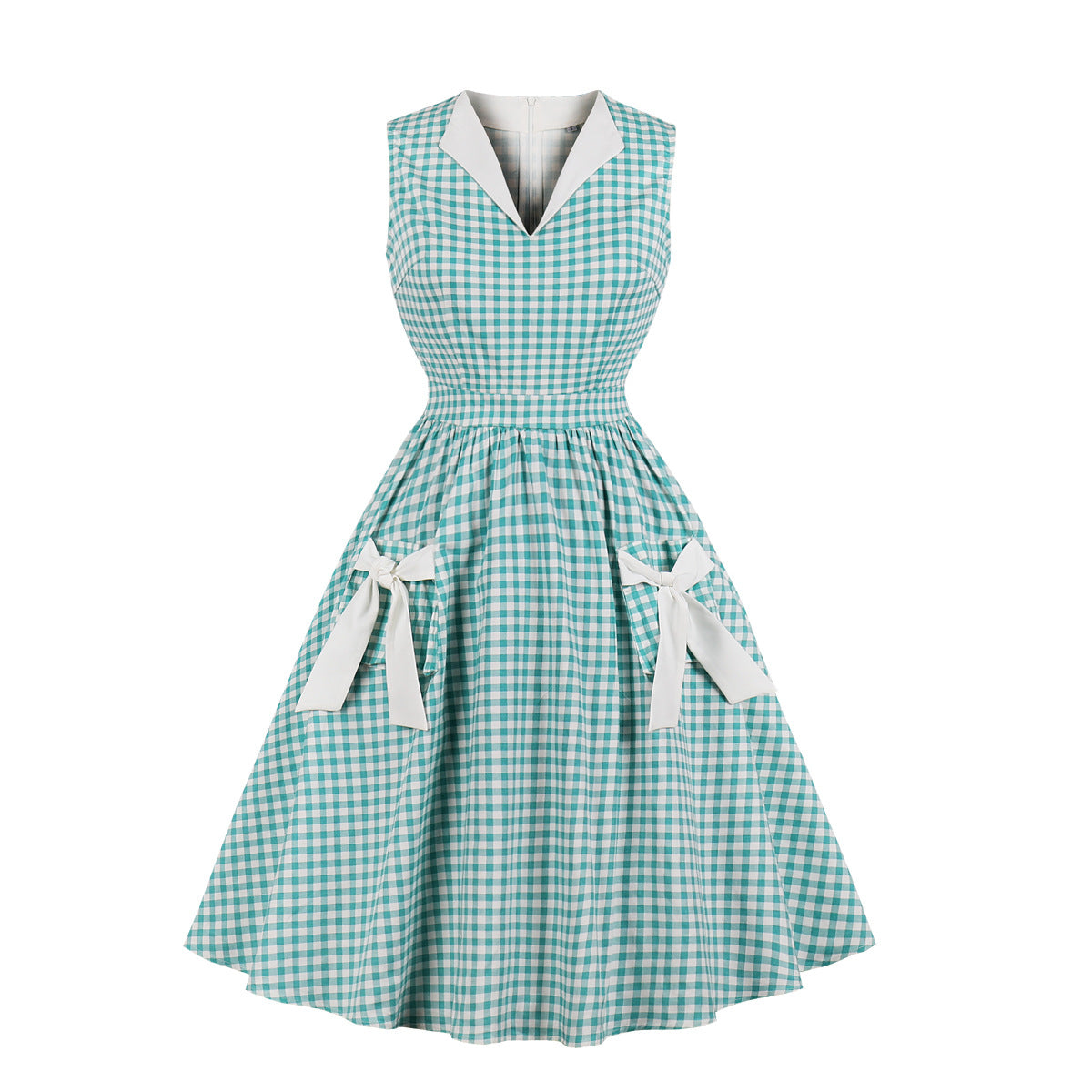 Women's Christmas Plaid Printed Pocket Vintage Dress Dresses