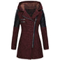 Women's Mid-length Hooded Loose Oblique Zipper Woolen Jackets