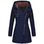 Women's Mid-length Hooded Loose Oblique Zipper Woolen Jackets