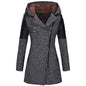 Women's Mid-length Hooded Loose Oblique Zipper Woolen Jackets