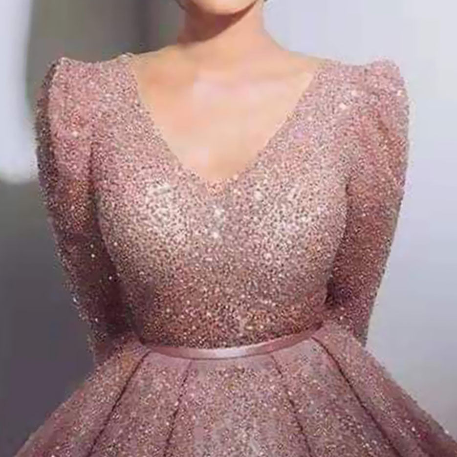 Women's Summer Nude Pink Golden Waist Long Dresses
