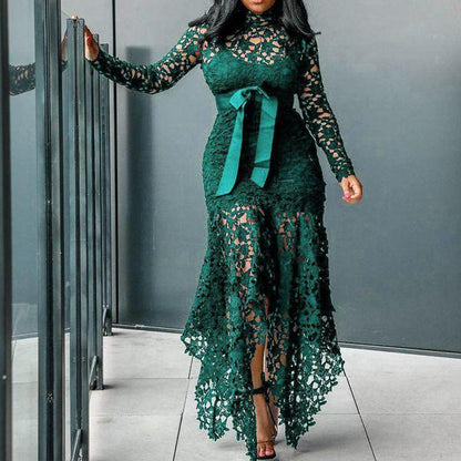 Women's Out Long Sleeve Stand-up Collar Tie Dresses