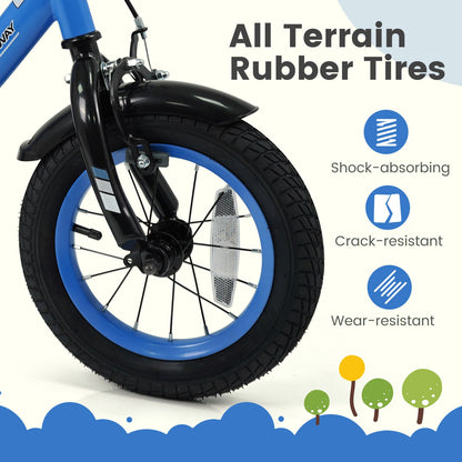 12/14/16/18 Inches Kids Bike with Removable Training Wheels and Adjustable Seatfor 3-8 Years Old Navy