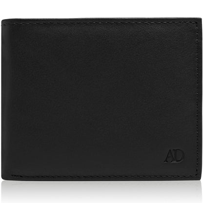 Genuine Leather Bifold Wallet – Flip-Up ID Window, RFID Blocking
