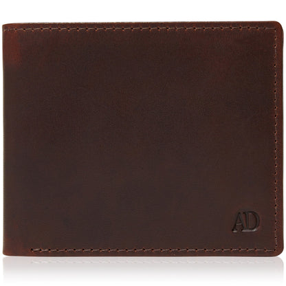 Genuine Leather Bifold Wallet – Flip-Up ID Window, RFID Blocking
