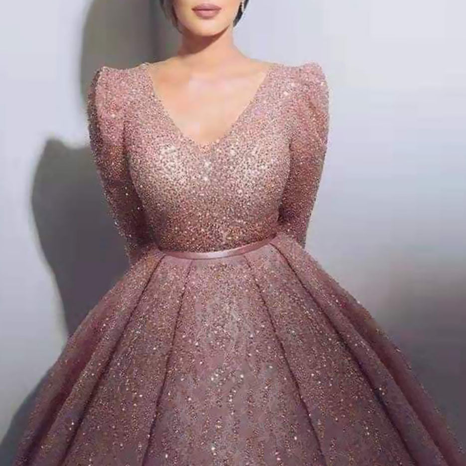 Women's Summer Nude Pink Golden Waist Long Dresses