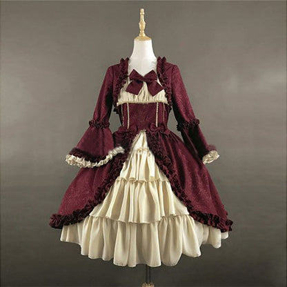 Retro Gothic Court Dress Cinched Stitching Dresses