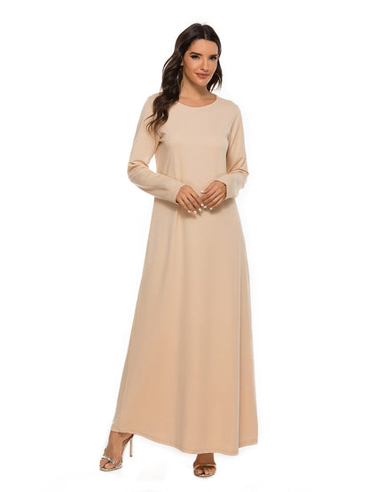Muslim Basic Style Long Sleeve Inner Dresses