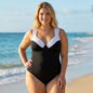 InstantFigure Plus Size Contrast Trim One Piece Swimsuit 13496PC