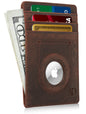 Leather AirTag Card Holder – Slim Wallet with Hidden Tracker Pocket