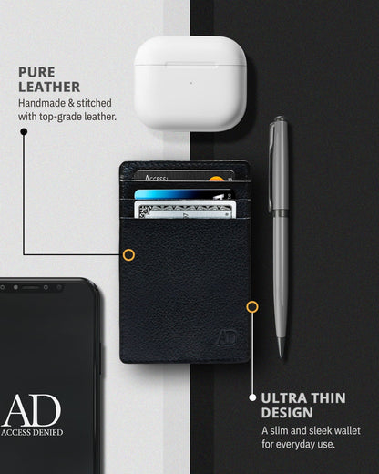 Genuine Leather Slim Card Holder – RFID Blocking, Minimalist