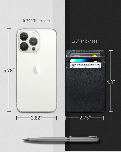 Genuine Leather Slim Card Holder – RFID Blocking, Minimalist
