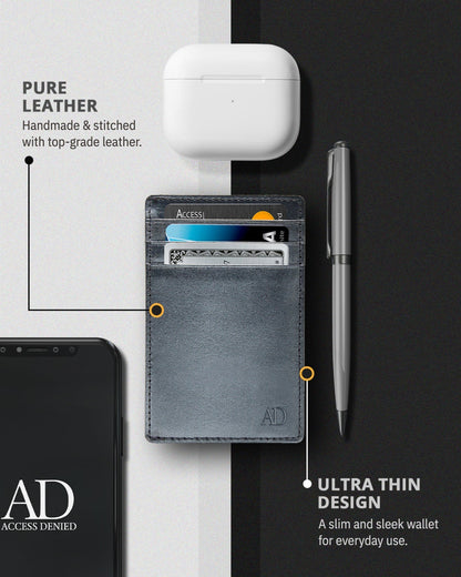 Genuine Leather Slim Card Holder – RFID Blocking, Minimalist