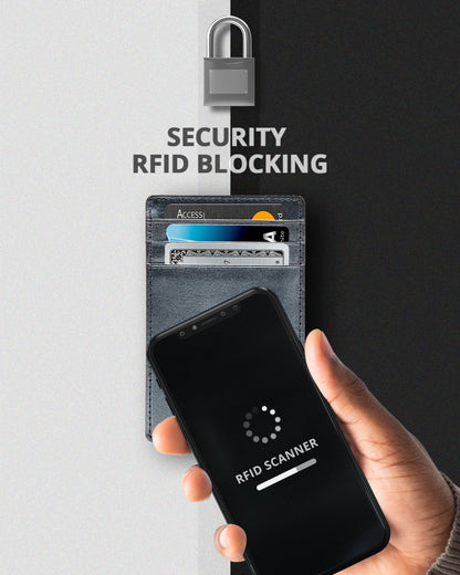 Genuine Leather Slim Card Holder – RFID Blocking, Minimalist