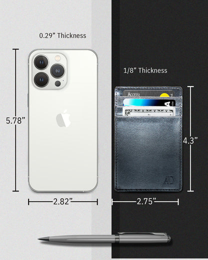 Genuine Leather Slim Card Holder – RFID Blocking, Minimalist