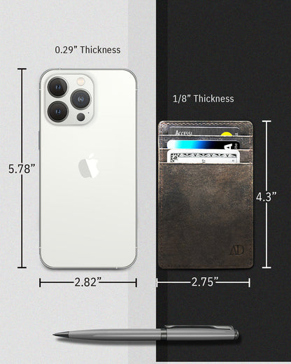 Genuine Leather Slim Card Holder – RFID Blocking, Minimalist