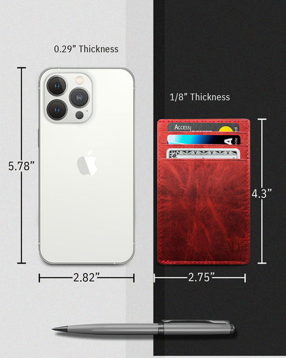 Genuine Leather Slim Card Holder – RFID Blocking, Minimalist