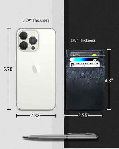 Genuine Leather Slim Card Holder – RFID Blocking, Minimalist