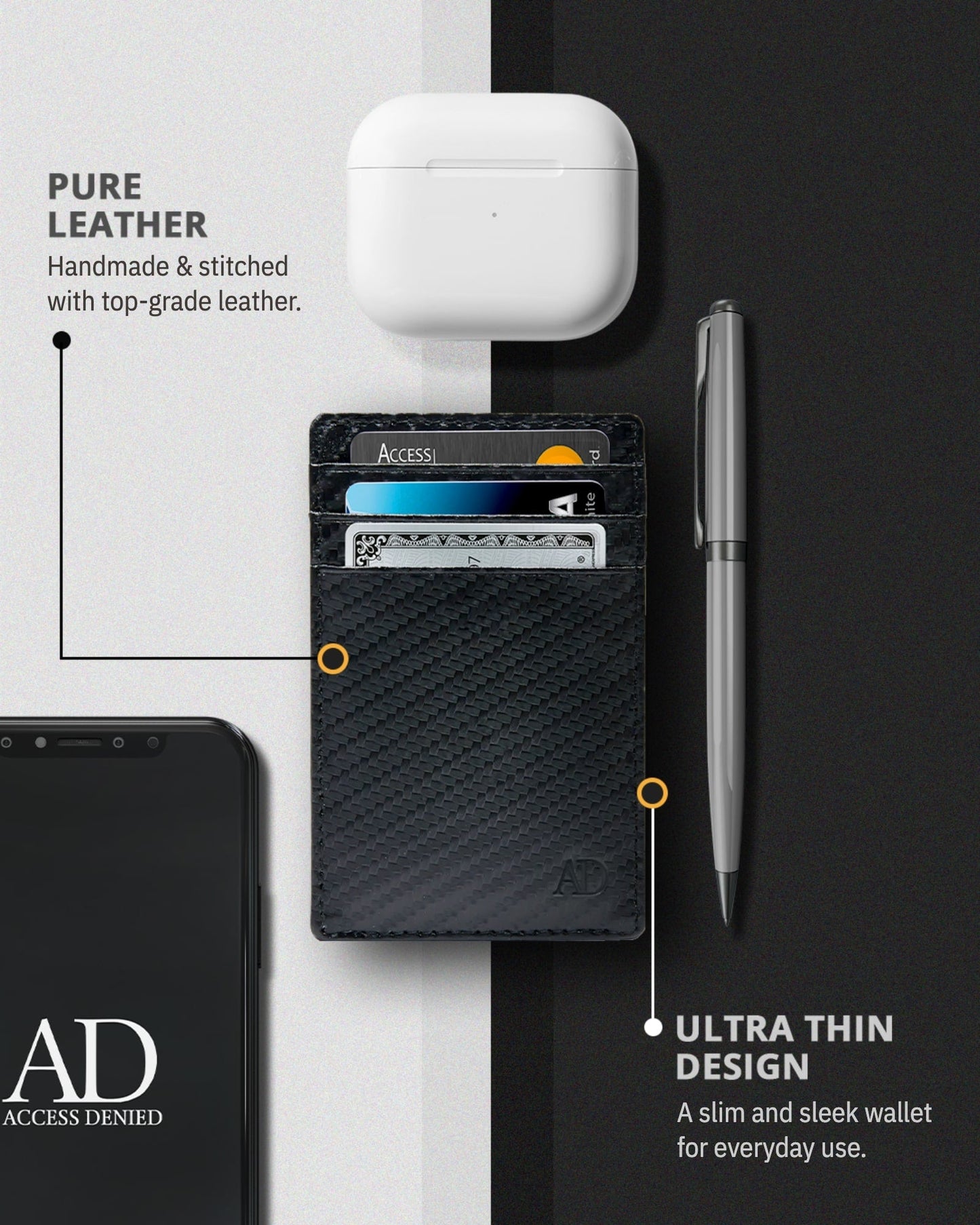 Genuine Leather Slim Card Holder – RFID Blocking, Minimalist