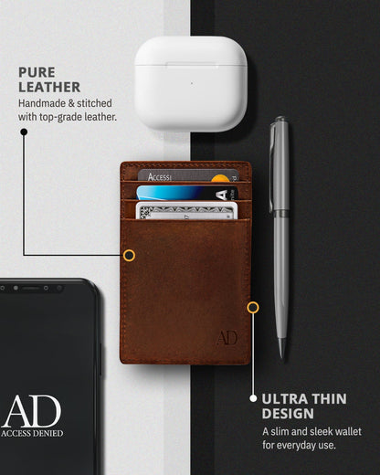 Genuine Leather Slim Card Holder – RFID Blocking, Minimalist